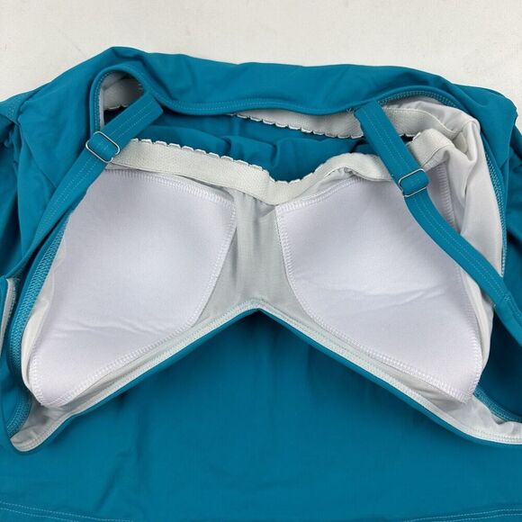 Lands' End Teal Blue Padded Tankini Swim Bikini Top Sz 8 Adjustable Straps - Picture 5 of 8